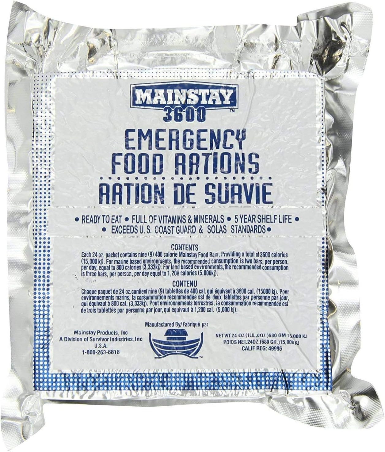 Mainstay 3600 emergency food rations pack