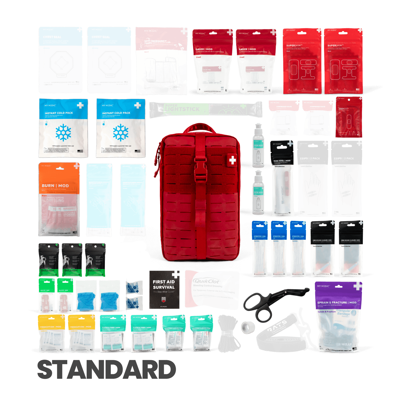 My Medic MYFAK Large first aid kit contents laid out