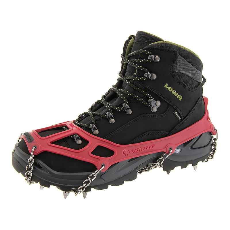 Kahtoola MICROspikes traction device fitted over a hiking boot