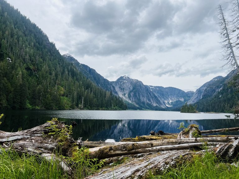 Nooya Lake among forested mountains in Misty Fjords National Monument, Alaska