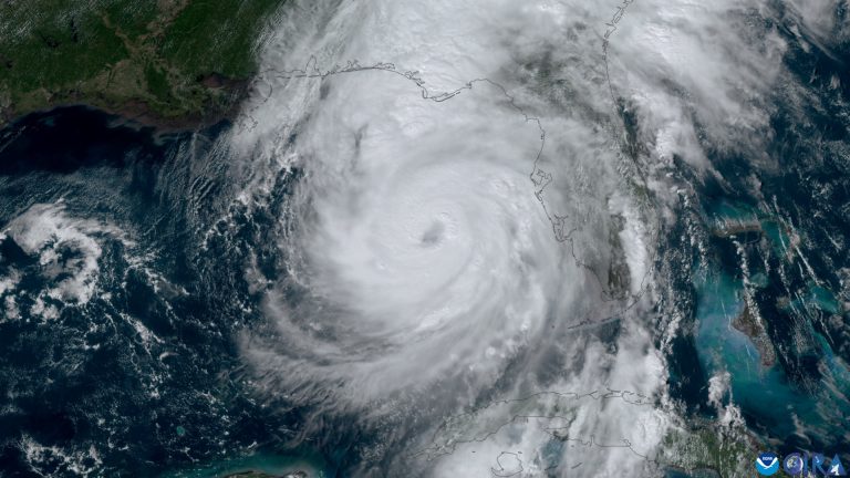 Satellite view of Hurricane Helene, a major hurricane with a clear eye, over the Gulf of Mexico off the west coast of Florida