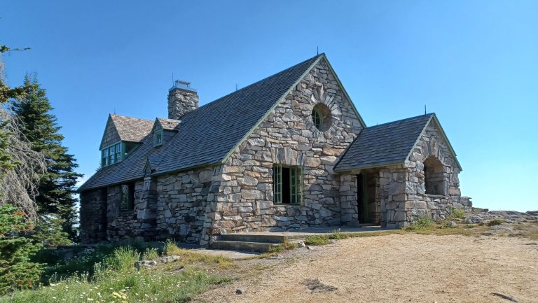 The stone Vista House on the summit of Mount Spokane in Mount Spokane State Park, Washington